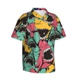 thumbnail image 2 of Bixox Men's Hawaiian Shirts Men's Angry Shark Pattern Print Short-Sleeve Shirt-Large, 2 of 8