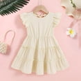 thumbnail image 2 of Vestido YOUNGER TREE para niños pequeños con mangas con volantes, beige 3-4T, 2 of 5