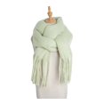 thumbnail image 1 of Bufanda de color sólido gruesa verde hierba con borlas largas y chal de mujer nuevo de otoño e invierno, 1 of 6