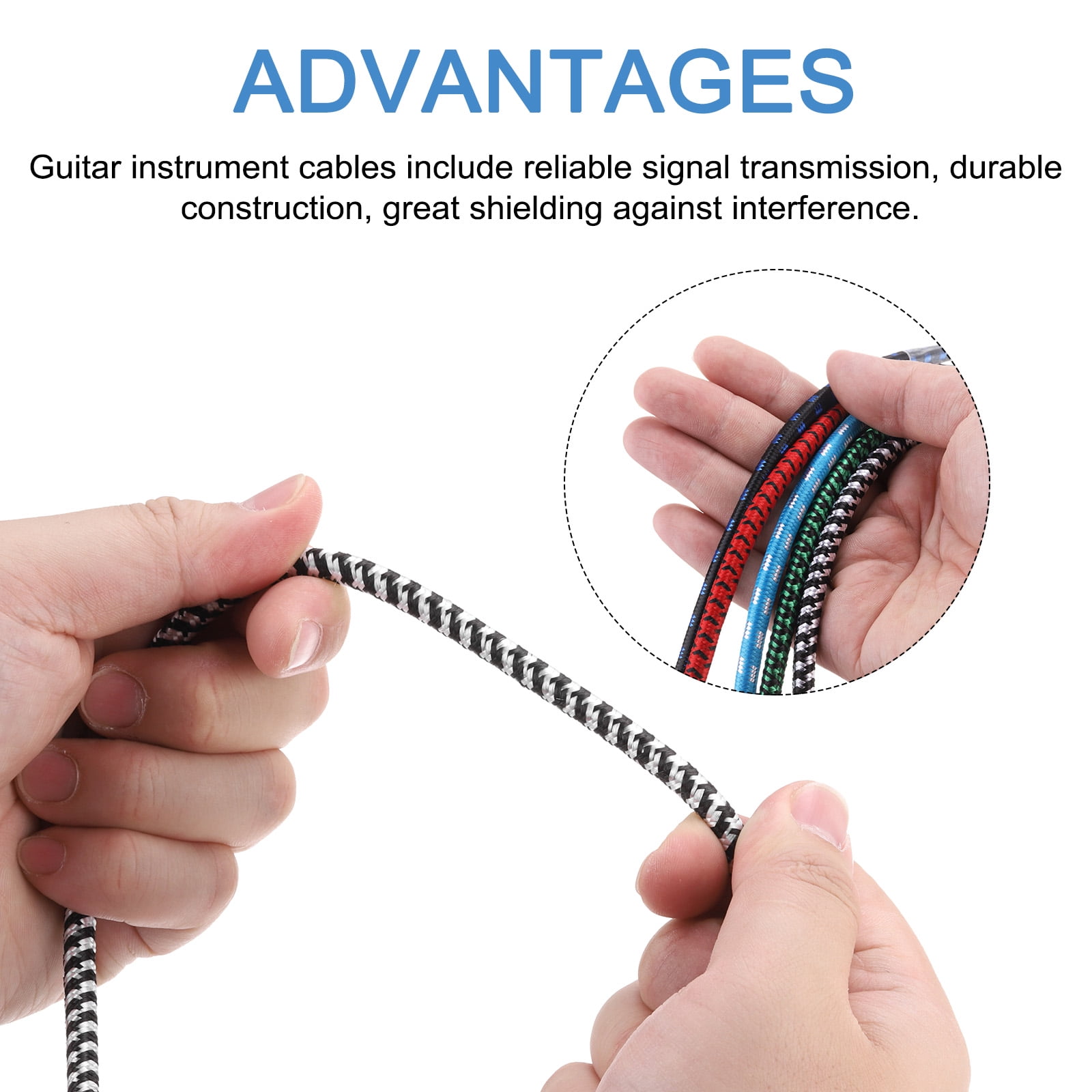 2 PCS Guitar Instrument Cable 10 Feet 1/4 Inch to 1/4 Inch Straight 6.35mm Male Audio Interconnect Cord Braided Red