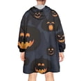 thumbnail image 2 of Wearable Oversized Blanket,Halloween Glowing Pumpkins Pattern Wearable Blanket Hoodie for Adults,Cozy Hooded Blankets with Super Pockets,Super Warm Fuzzy Pullover for Women & Men, 2 of 6