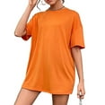 thumbnail image 1 of fatyb Robe T-Shirt à Manches Courtes Surdimensionnée pour Femme, Décontractée, Col Ras du Cou, Couleur Unie, Coupe Ample, Mini Robes, 1 of 5