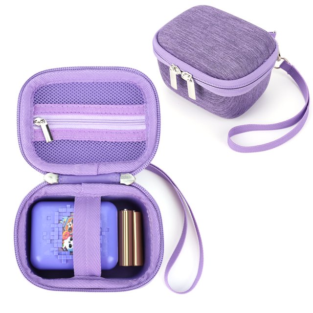 For Bitzee Digital Pet Machine Interactive Virtual Toy EVA Travel Carrying Case With Lanyard&Hand Strap Waterproof Portable Bags Purple02