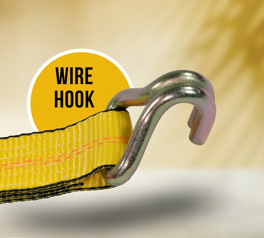 10 Pack 2"x40' Yellow Ratchet Strap with J Hooks - 10,000 Lbs Breaking Strength - Heavy Duty Tie Down Cargo Truck Straps with Wire Hooks for Flatbed, Truck, Trailers Pickup