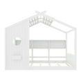 thumbnail image 5 of Harper & Bright Designs Full Size Wooden Floor House Bed with Storage Shelf, Montessori Bed Frame with Roof and Window for Bedroom, White, 5 of 9