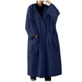 thumbnail image 2 of Black and Friday Clothing Sales Idoravan Trench Coats for Women Plus Size Women's Solid Color Lapel Pocket Oversize Long Jacket Cardigan Jacket Dark Blue, 2 of 9