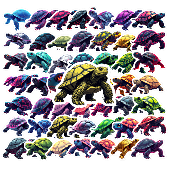 cartoon Turtle Theme Stickers, Waterproof Turtle Theme Sticker for Water Bottle Laptop Phone Cases Planner Skateboard Luggage Helmet Party Favor Decor, Ideal for Adults Teens Teacher Rewards