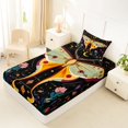 thumbnail image 4 of jejeloiu Whimsical Moth Twin Sheets For Girls,Celestial Floral Pattern Bedding,Black Multi Color,3-Piece,1 Fitted Sheet and 1 Pillowcase, 4 of 6