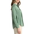 thumbnail image 5 of INSPIRE CHIC Women's Elegant Shirts V Neck Point Collar Long Sleeve Smooth Satin Blouse L Dusty Green, 5 of 9