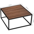 thumbnail image 3 of Modern Square Coffee Table - Walnut Wood Top & Metal Frame - Living Room, 3 of 7