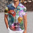thumbnail image 2 of PMUYBHF Chemise à Manches Courtes Imprimée 3D Mode Sequins Mardi pour Hommes 9653 TTTG, 2 of 5