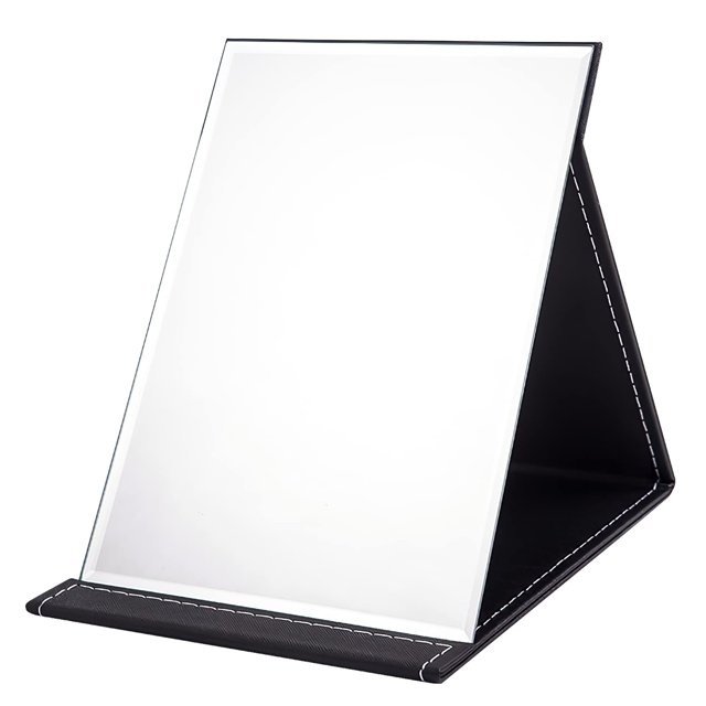 Espejo plegable portátil XCF compacto Super HD 21 x 15 cm cuero PU negro