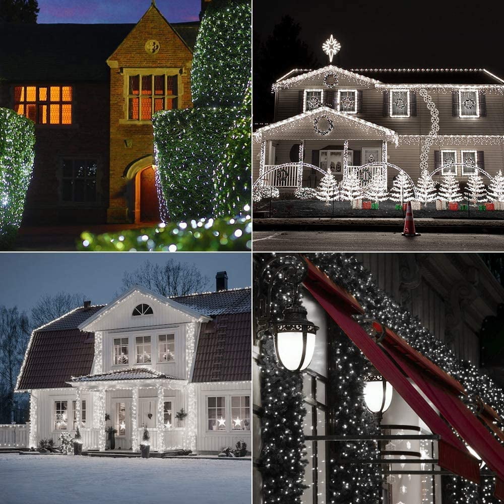 GHODEC 2 Pack 100LED Solar String Lights Outdoor Waterproof,Each 33ft Solar Powered Outside Fairy Lights,Solar Christmas Lights with 8 Modes for Garden Patio Yard Decor,Cool White