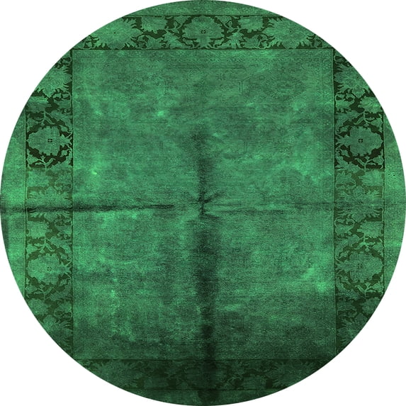Ahgly Company Indoor Round Oriental Green Industrial Area Rugs, 6' Round