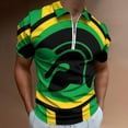 thumbnail image 2 of A Trojan Uk Flag in The Colors of Jamaica Men Zipper T-shirt Summer Casual Short Sleeve T-shirt Top, 2 of 7