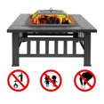 thumbnail image 4 of KingSo 32'' Square Fire Pit Table with screen Metal BBQ Grill Pit Wood Burning Pit Bonfire Pit for Outdoor Chimenea, Patio Camping, Heating, Picnic in Backyard Garden Bonfire-Black, 4 of 7