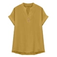 thumbnail image 3 of Gold Going Out Tops for Women Fashion Casual V Neck Button Short Sleeve T Shirt, 3 of 6