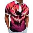 thumbnail image 2 of Floenr Mens T Shirts,Men's 3D Printed Lapel Half Zip Pullover Athleisure Short Sleeve T-Shirt, 2 of 3