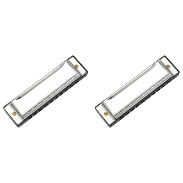 2X 10 Agujeros Blues ArmóNica Instrumento Musical Acero Inoxidable ÓRgano de Boca para NiñOs Regalos