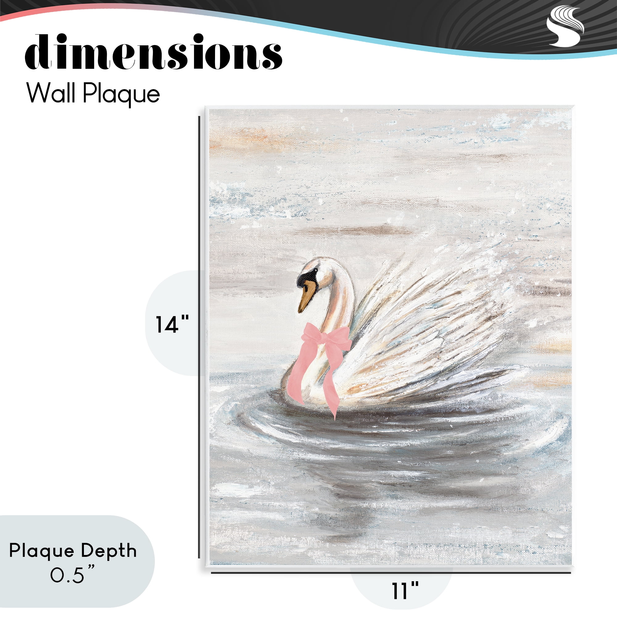 Stupell Industries Swan With Pink Bow & Ripples Wall Plaque Art, design by Patricia Pinto