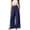 Navy, variant on Women's High Waist Wide Leg Pants, Cotton Linen Flare Leg Palazzo Trousers with Pockets, Elastic Waist Casual Bell Bottom Pants for Daily Wear, Vacation and Boho Chic Outfits Black L