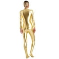 thumbnail image 4 of Sxiwei Women's One-Piece Gymnastics Leotard Spandex Zentai Unitard Body Suit Dancewear Jumpsuit Gold XL, 4 of 7