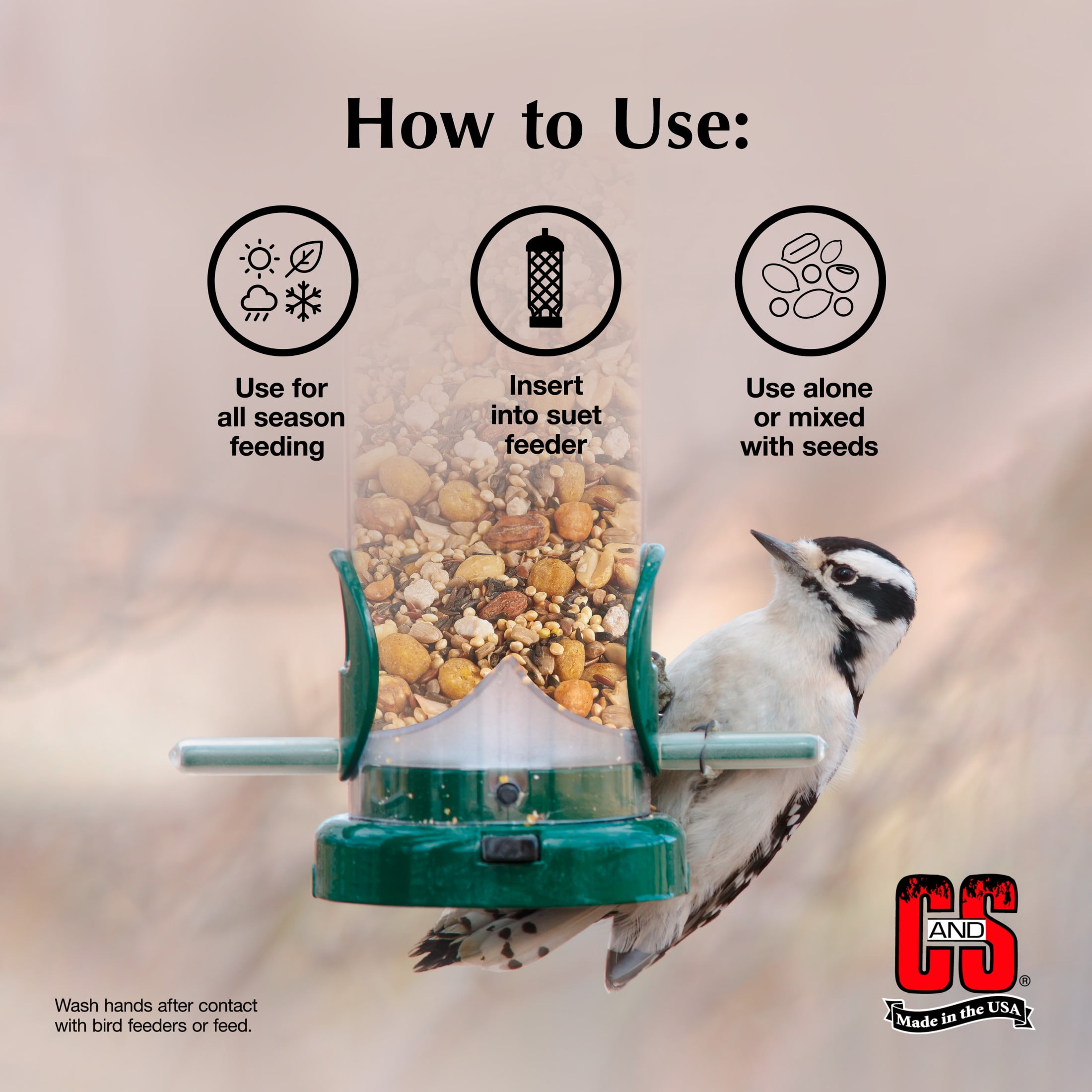(2 pack) C & S Products Peanut No-Melt Suet Nuggets, 27 oz, Wild Bird Food, Fresh, 1 Pack