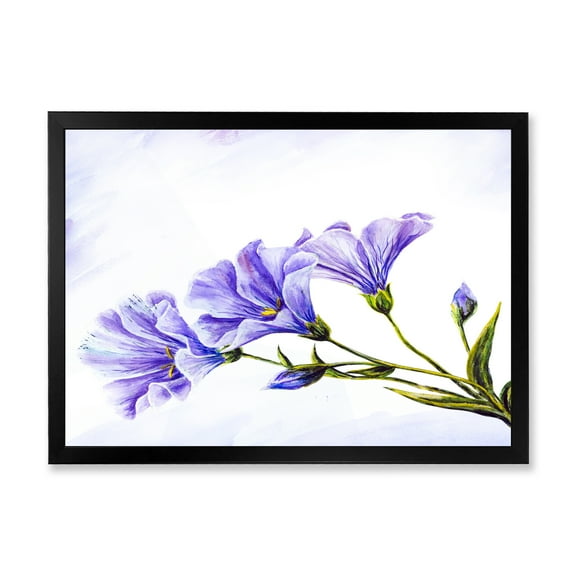 Designart 'Blue Wildflowers With Leaves II' Traditional Framed Art Print