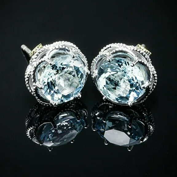 EOEMY Engagement 925 Silver Stud Earring Luxury Round Cut Cz Zricon Women Jewelry