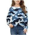 thumbnail image 4 of Girls Shirts Long Sleeve Tops Gradient/Graphic Tees Twist Knot Blouses Casual Spring Fall Clothes (11 Years, Blue 01), 4 of 7