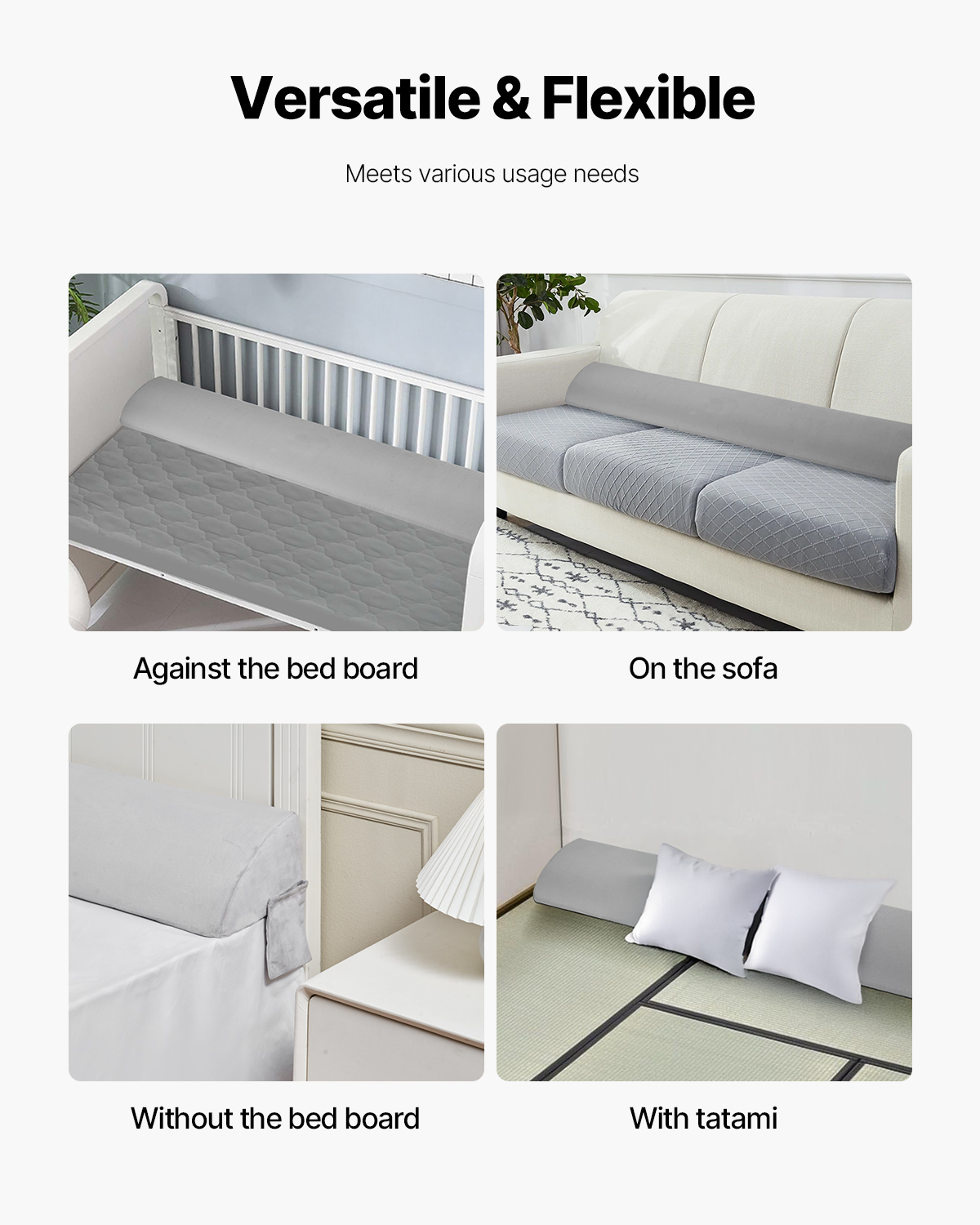 VEVOR Bed Wedge Pillow for Headboard, King Size,76"x10"x6" Bed Gap Filler, Fill 0-7" Gap Between Headboard and Mattress,Soft Plush Mattress Wedge Headboard Pillow with Side Pocket,for Backrest Gray