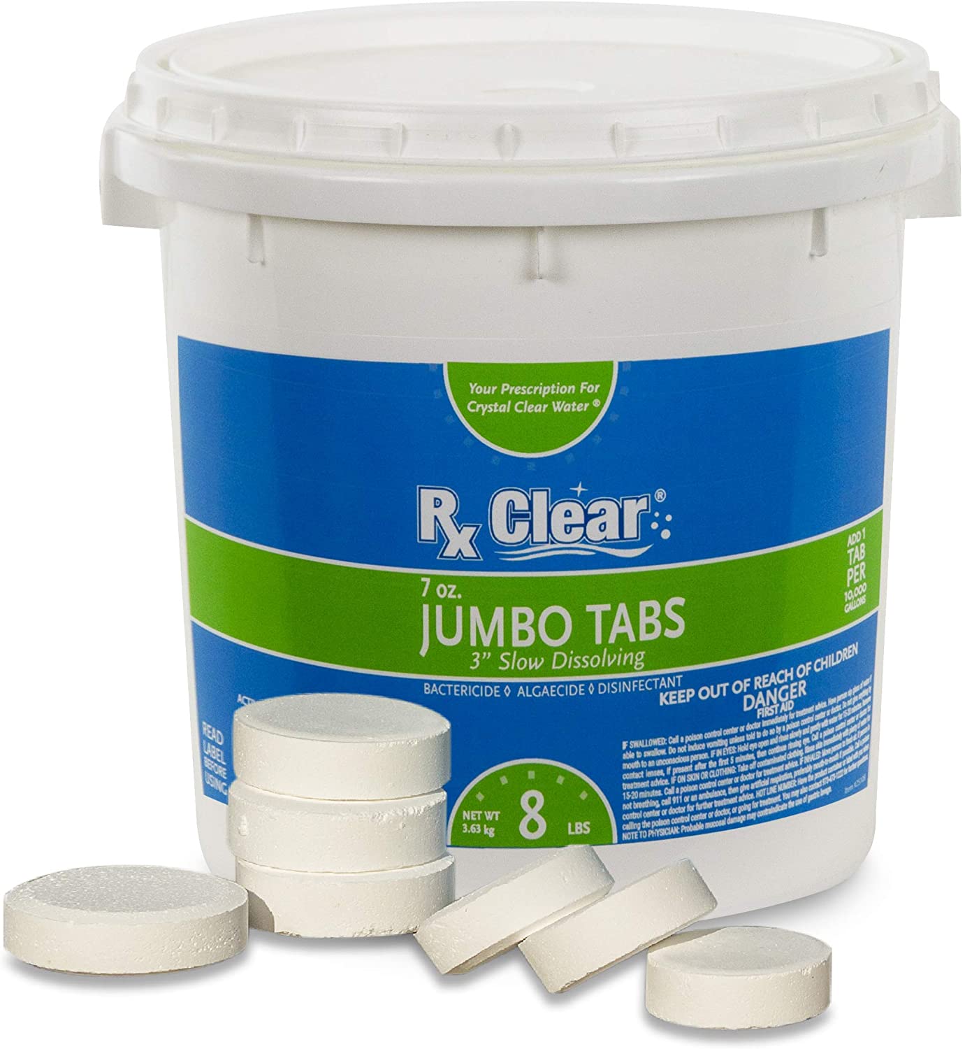 Rx Clear 3" Stabilized Chlorine Tablets 8 lb Bucket