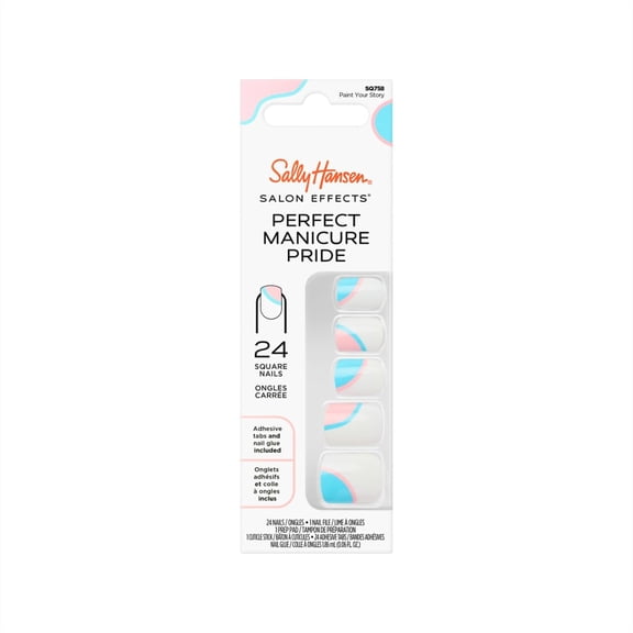Sally Hansen Salon Effects Perfect Manicure Press-On Nails | Oval Shape | Easy to Apply, Non-Damaging | 24 Nails, Adhesive Tabs, File & Alcohol Pad Included | Pride - Paint Your Story