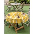thumbnail image 4 of Outdoor Tablecloth with Umbrella Hole for Patio/Picnic/Party/Camping, Yellow Geometric Waterproof Table Cloth Round Cover Washable, Abstract Stripes Modern Minimalist (Dia 54"), 4 of 8
