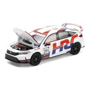 Honda Civic Type R FL5 HRC - Honda Racing White with Graphics 1/64 Die Cast Model Car by Pop Race