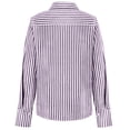 thumbnail image 4 of WTXUE Striped Button Down Shirts Long Sleeve Collared Blouses Work Business Casual Tops Plus Size Shirts Dressy Blouses V Neck Button-Up Gauze Tops Irregular Shirts Vacation Tops Light Violet M, 4 of 5