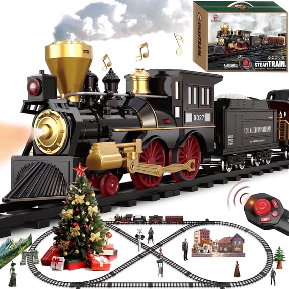 BUBUQE Train Set for Kids Remote Control Electric Toys Steam Locomotive,Passenger Carriage & Luxury Tracks