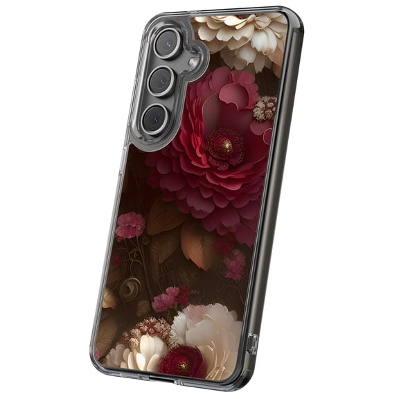 For Samsung Galaxy S22 Plus, Hybrid Clear, Red Floral 1 Print, USA
