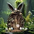 thumbnail image 1 of TUWABEII - Puerta de jardín con forma de conejito para árbol, puerta de hadas en miniatura para casas de cuento de hadas, escalera, dormitorio, decoración de jardín, artesanías de madera, 1 of 7