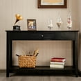 thumbnail image 3 of Gymax Table Console avec Tiroir et Tablette, Table d'Appoint à 2 Niveaux pour Sofa, Noir, 3 of 10