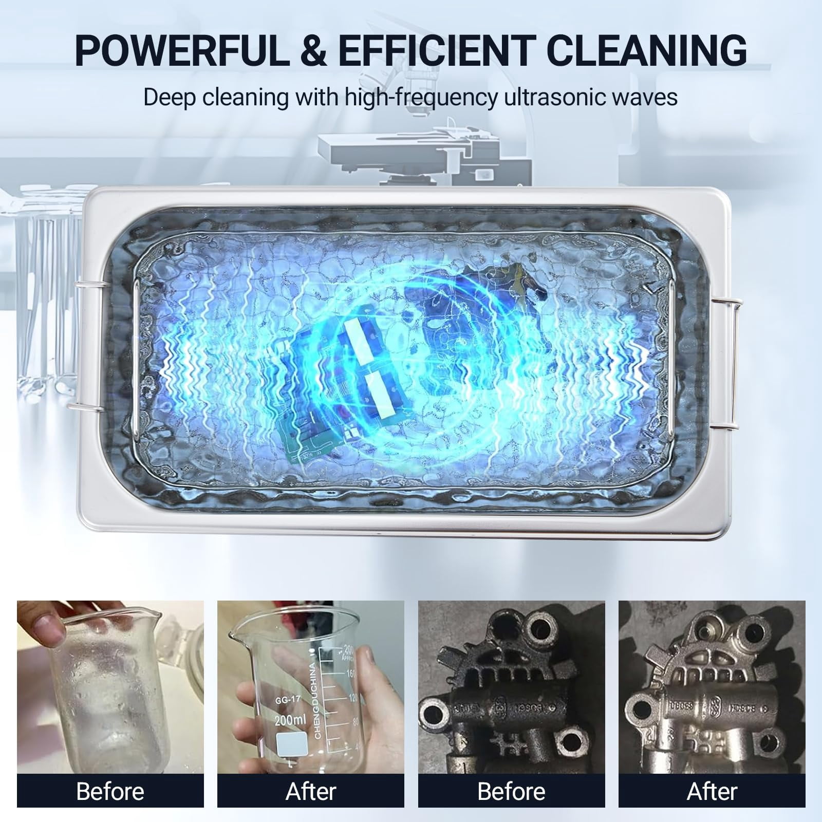 6.5L Professional Ultrasonic Cleaner | Commercial 40kHz with Digital Timer & Heater | for Jewelry, Watches, Eyeglasses & Small Parts Cleaning