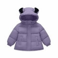 thumbnail image 3 of Hvobtty Kids Coat, Puffer Jacket Kids, Boys and Girls Fall and Winter Plus Thick kids Solid Color Coat Small and Medium-sized Hooded Warm Coat Purple 4 Years, 3 of 5