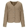 thumbnail image 5 of Nfurl Lightweight Puffer Jacket Womens Trendy Button Down Open Front Cropped Quilted Puffer Jackets Fitted Women's Winter Coats Khaki XXL, 5 of 9