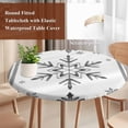 thumbnail image 6 of Grey Snowflake Christmas Fitted Tablecloth with Elastic Edged, Round Table Cloth for Dining Table, Xmas Abstract Art Winter Waterproof Oil Proof Table Cover for Indoor Outdoor 36"-44", 6 of 9