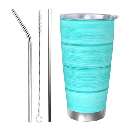 

Qekee Turquoise Wooden Print 20OZ Car Cup Stainless Steel Vacuum Insulated Tumbler Tumbler Cup With Lid And Straw Travel Coffee Mug-Straw Three-piece Set