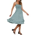 thumbnail image 4 of INSPIRE CHIC Floral Dress for Women's Casual Spaghetti Strap Ruffled Midi Dress XS Green, 4 of 6