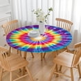 thumbnail image 3 of Rainbow Tie Dye Radial Pattern Round Fitted Tablecloth with Elastic Edge,Dining Table Cover Waterproof,Outdoor Round Tablecloth for Camping,Dining,Indoor and Outdoor, 3 of 7