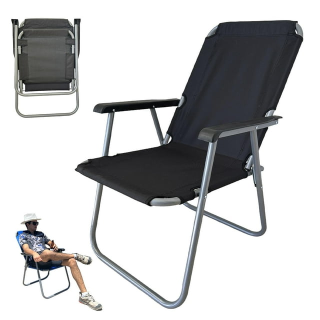 2 Silla Plegable de Playa Camping Exterior Resistente Cómoda negro