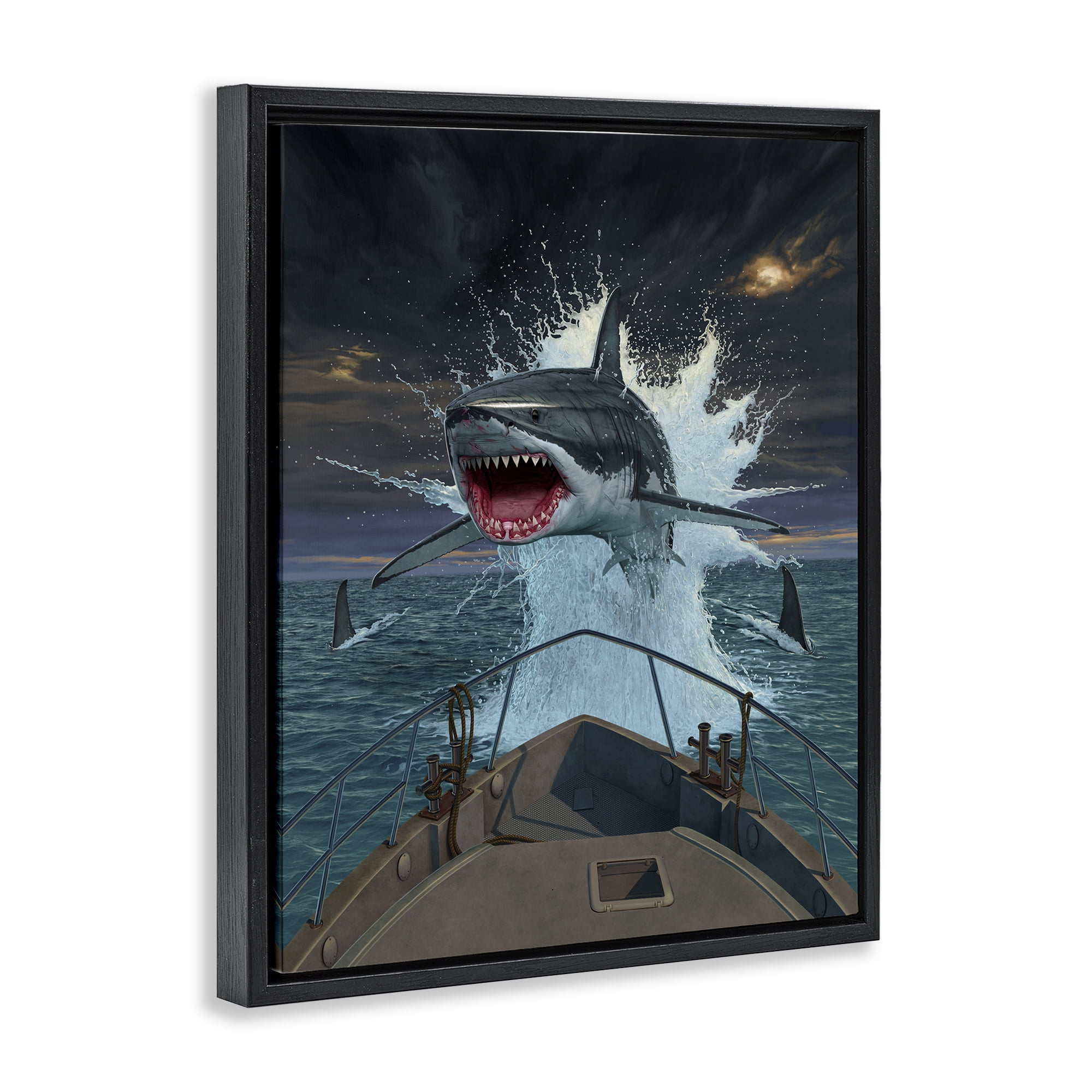 Stupell Industries Fish Out Of Water Black Framed Floater Canvas Wall Art, design by Vincent Hie