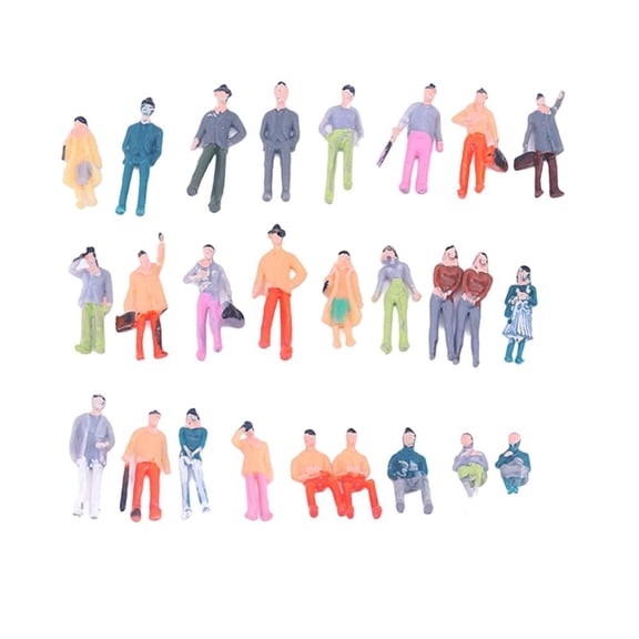 JUANCHENG 100PCS 1:50/1:75/1:100 Model People Painted Miniature Stand-Sitting Figures ABS Diorama For Building Train Layout Scence Access 0.09375